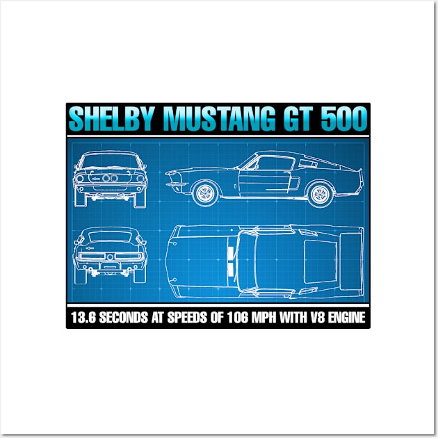 MUSTANG GT 500 Wall Art by theanomalius_merch